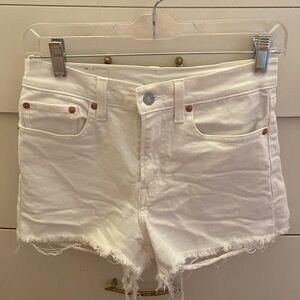 Levi white denim shorts